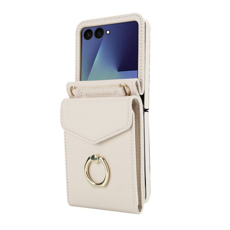 Hülle Samsung Galaxy Z Flip 7 Gesteppte Geldbörse Und Riemen