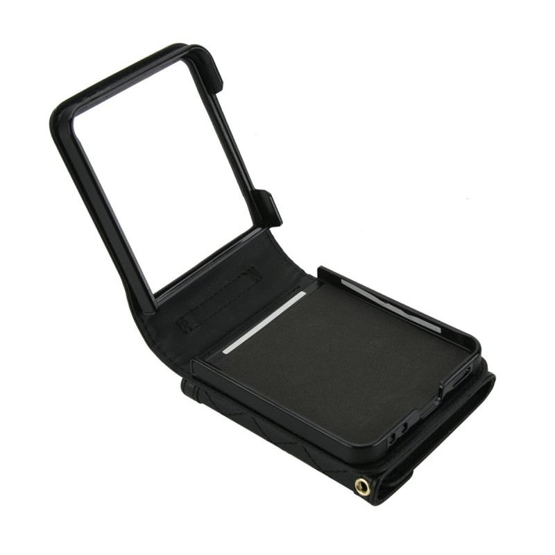 Hülle Samsung Galaxy Z Flip 7 Handyhülle Gepolsterte Kartenhalterung Und Schultergurt