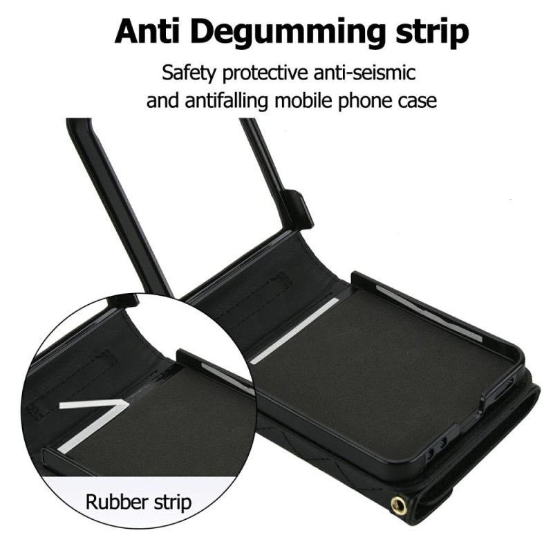 Hülle Samsung Galaxy Z Flip 7 Handyhülle Gepolsterte Kartenhalterung Und Schultergurt