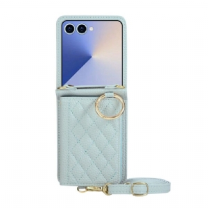 Hülle Samsung Galaxy Z Flip 7 Handyhülle Gesteppte Geldbörse Mit Schultergurt