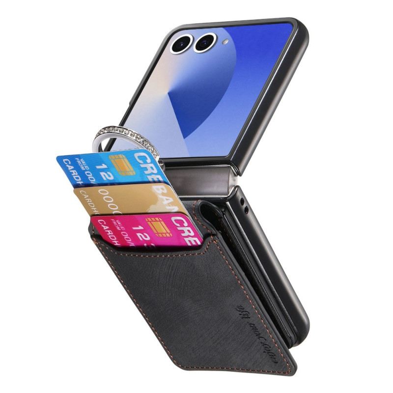 Hülle Samsung Galaxy Z Flip 7 Handyhülle Kartenetui Und Halter Im Vintage-look