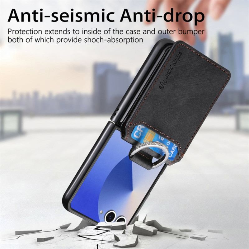 Hülle Samsung Galaxy Z Flip 7 Handyhülle Kartenetui Und Halter Im Vintage-look