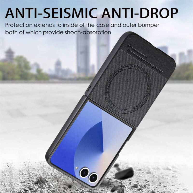 Hülle Samsung Galaxy Z Flip 7 Handyhülle Magsafe-kompatibles Leder In Denim-optik