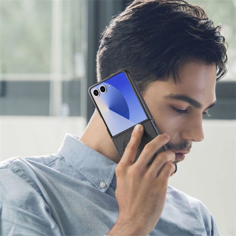 Hülle Samsung Galaxy Z Flip 7 Handyhülle Magsafe-kompatibles Leder In Denim-optik