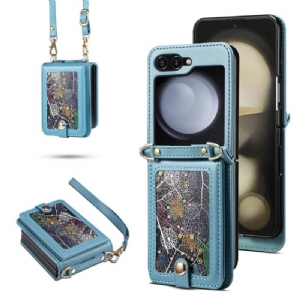 Hülle Samsung Galaxy Z Flip 7 Handyhülle Marmor-kartenhalter Und Schultergurt