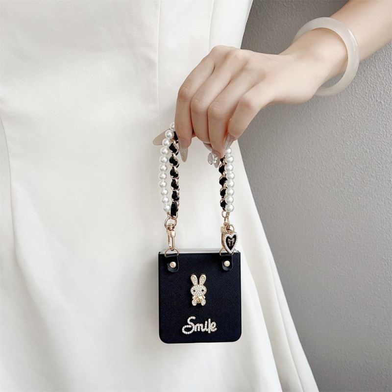 Hülle Samsung Galaxy Z Flip 7 Smiley-hasen Mit Armband