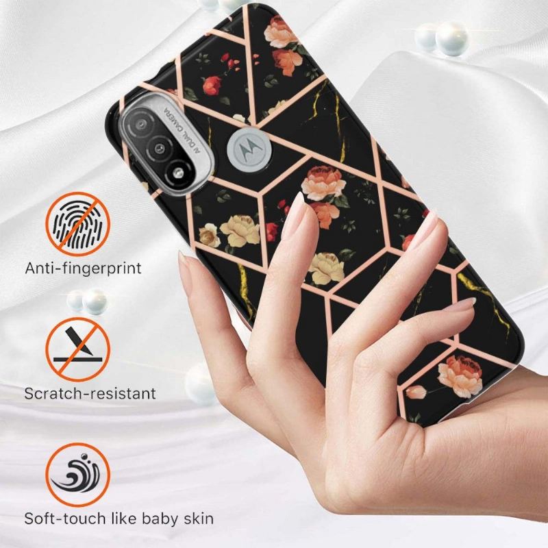 Hülle Für Motorola Moto E20 / E30 / E40 Marmor Und Blumen