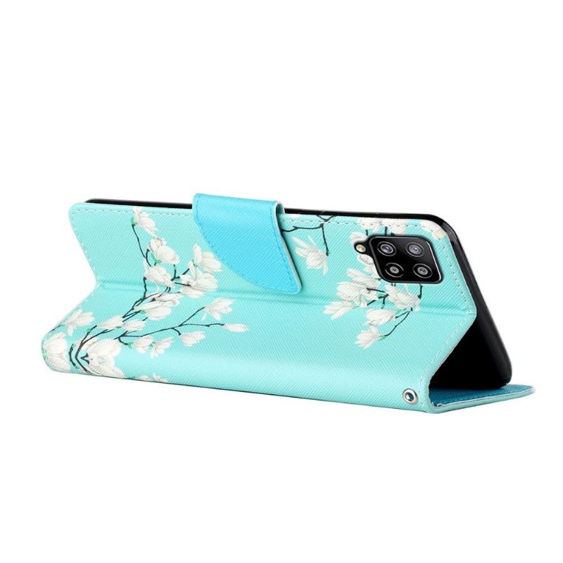 Flip Case Für Samsung Galaxy A22 4G Weiße Blumen