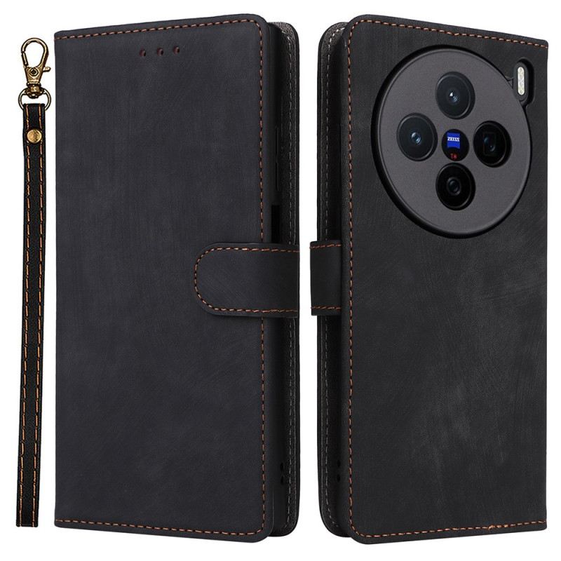 Lederhüllen Für Vivo X200 Wildleder-effekt Mit Tragegurt