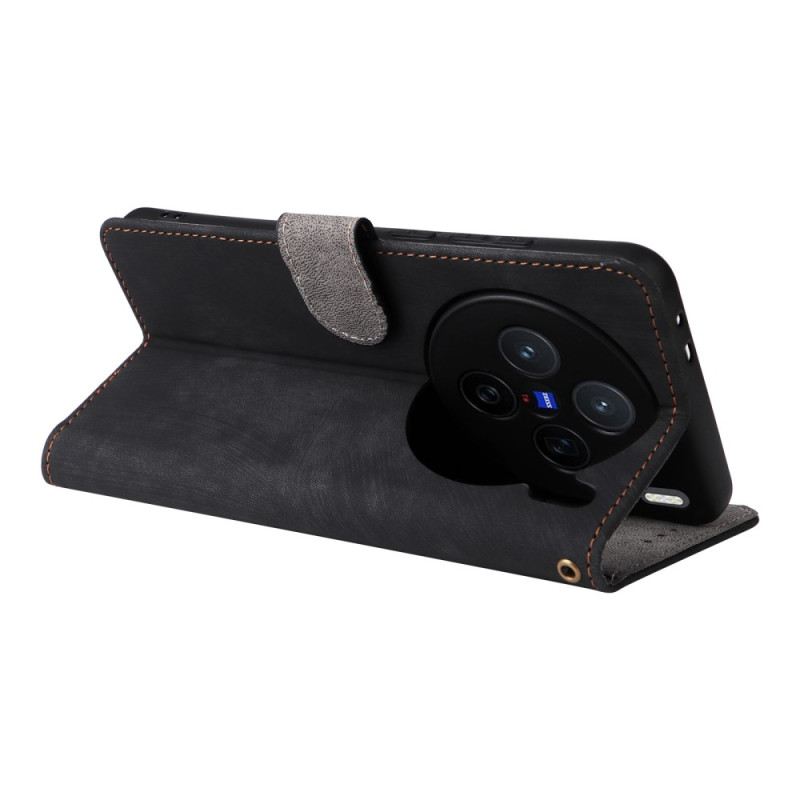 Lederhüllen Für Vivo X200 Wildleder-effekt Mit Tragegurt