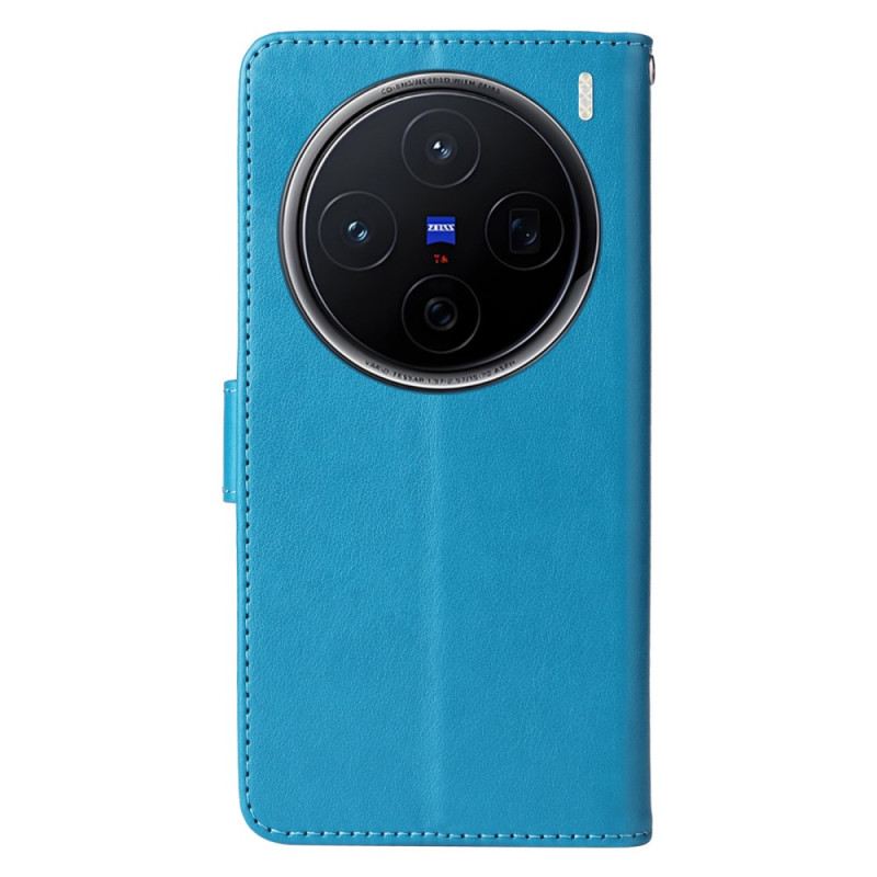 Lederhüllen Vivo X200 Handyhülle Blumen-schmetterlingsmuster