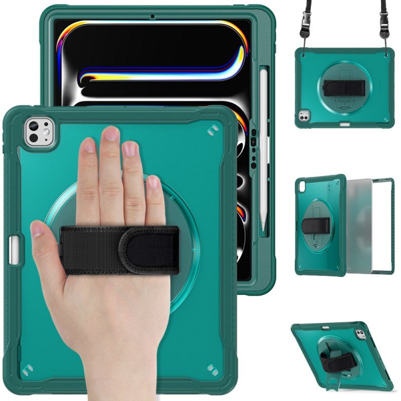 Hülle Für iPad Pro 13 (2025) Handschlaufe Ständer Und Schultergurt