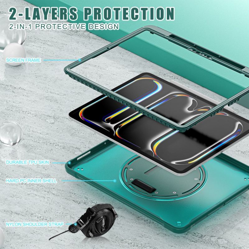 Hülle Für iPad Pro 13 (2025) Handschlaufe Ständer Und Schultergurt