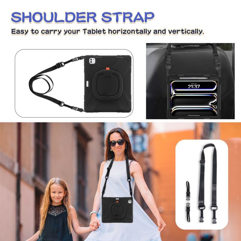 Hülle iPad Pro 13 (2025) Handyhülle Ringhalter Und Verstellbarer Schultergurt