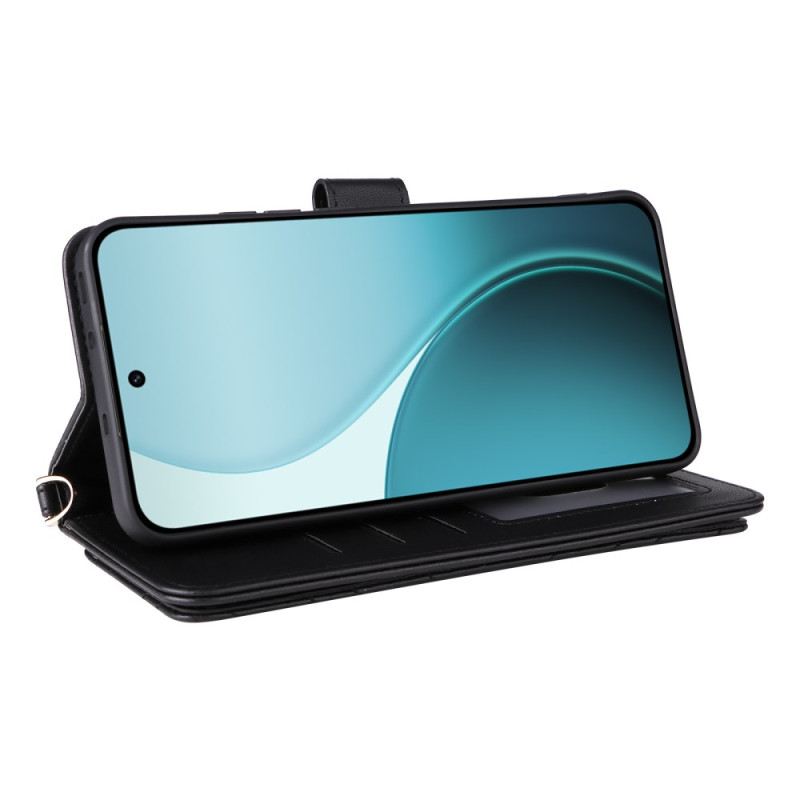 Lederhüllen Oppo Reno 14 Pro 5g Gesteppt Mit Trageriemen Und Handschlaufe