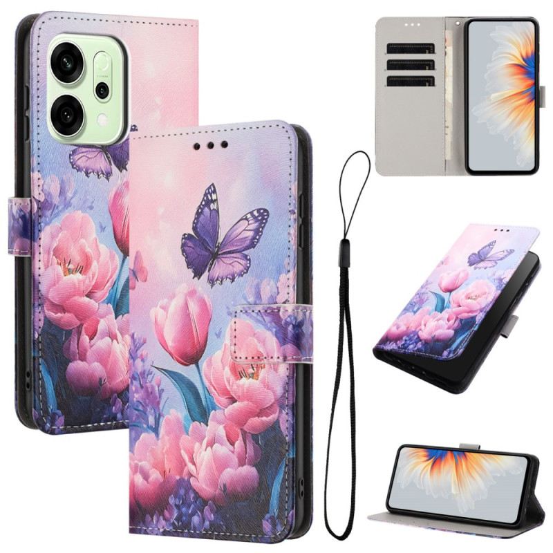 Lederhüllen Oppo Reno 14 Pro 5g Handyhülle Blumenmuster