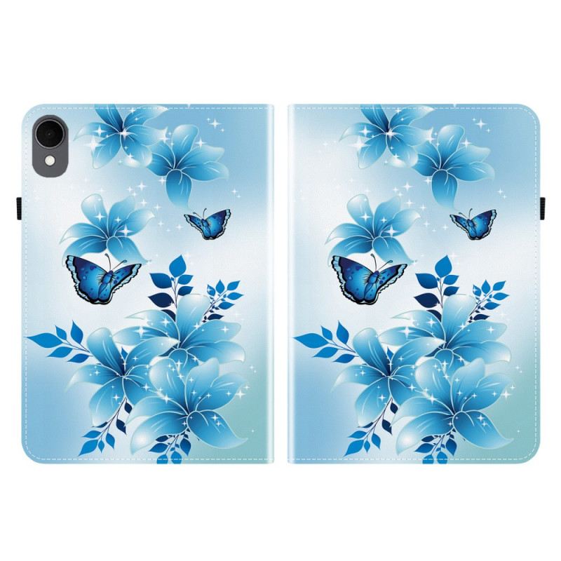 Case Samsung Galaxy Tab S11 Handyhülle Schmetterlinge Und Blaue Blumen