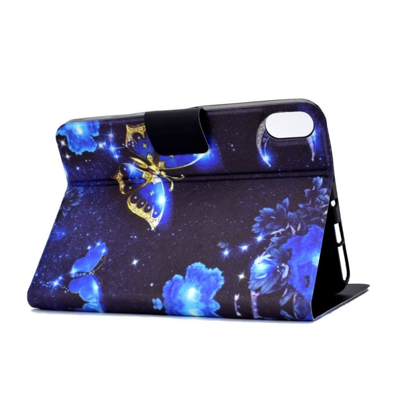 Lederhüllen Samsung Galaxy Tab S11 Blauer Und Goldener Schmetterling