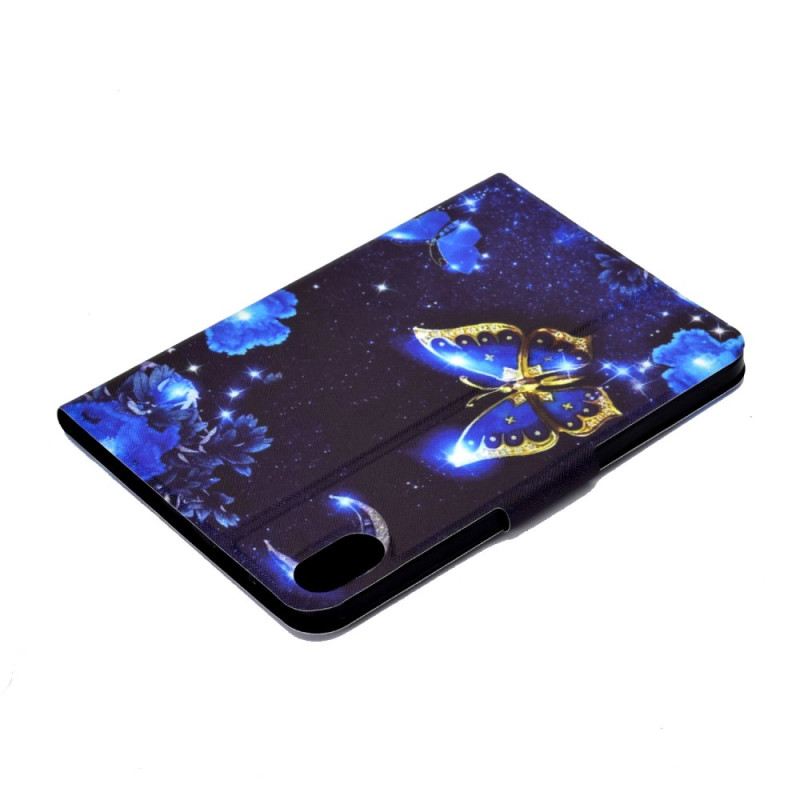 Lederhüllen Samsung Galaxy Tab S11 Blauer Und Goldener Schmetterling