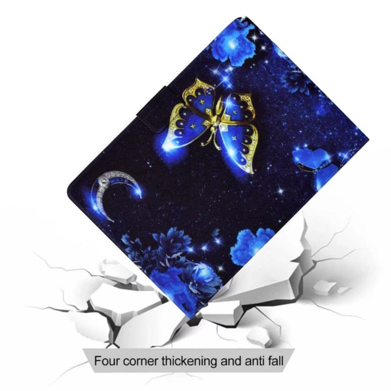 Lederhüllen Samsung Galaxy Tab S11 Blauer Und Goldener Schmetterling
