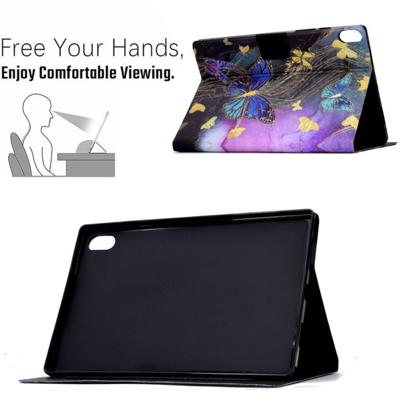 Lederhüllen Samsung Galaxy Tab S11 Goldene Und Bunte Schmetterlinge