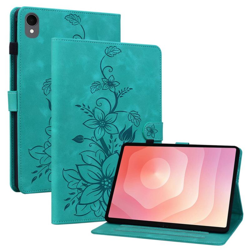 Lederhüllen Samsung Galaxy Tab S11 Handyhülle Blumenmuster In Wildlederoptik