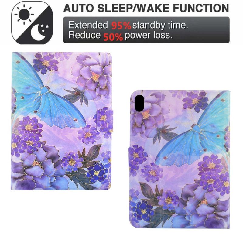 Lederhüllen Samsung Galaxy Tab S11 Handyhülle Pfingstrosen Und Schmetterlinge