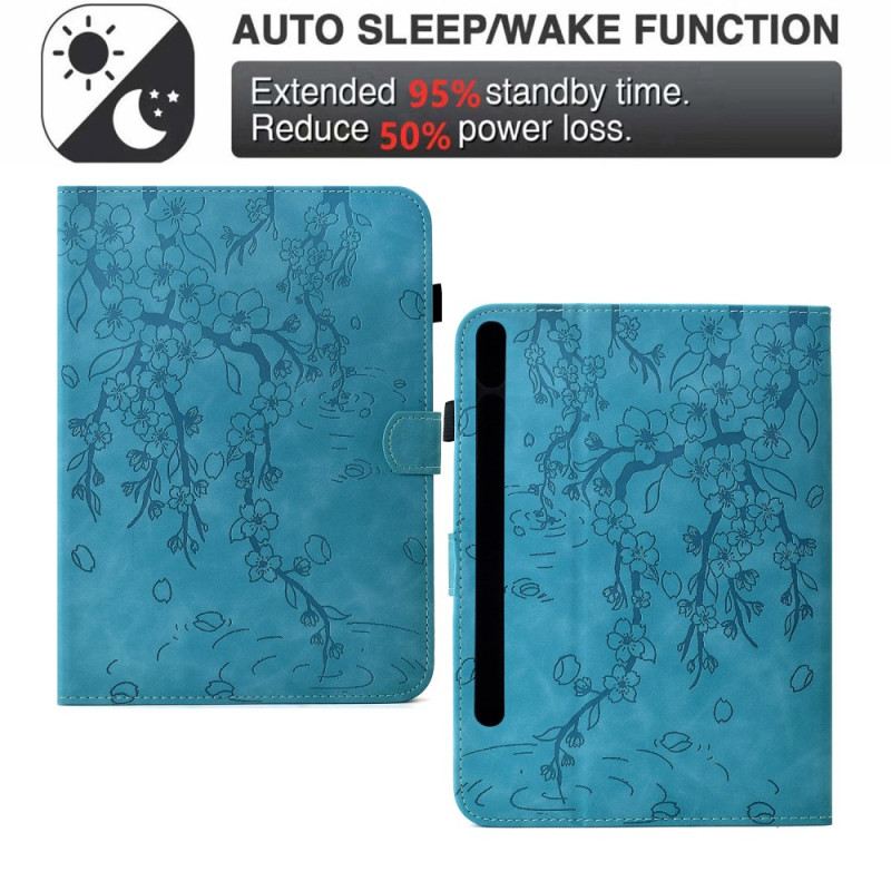 Lederhüllen Samsung Galaxy Tab S11 Handyhülle Wildleder-blumenmuster