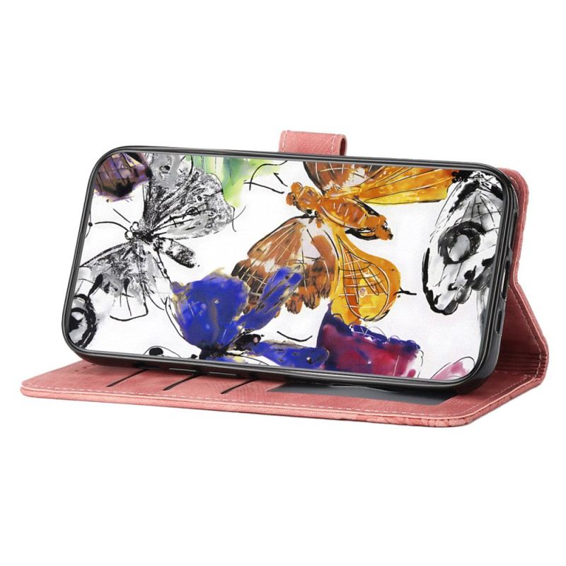 Lederhüllen Oneplus 13 Handyhülle Schmetterlings-wildleder-effekt
