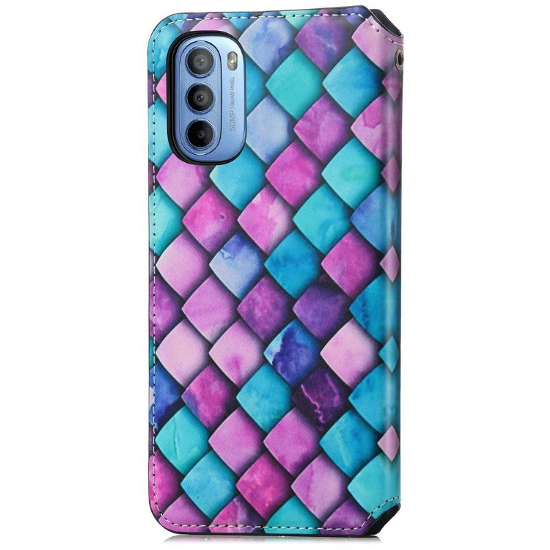 Lederhüllen Für Motorola Moto G31 / Moto G41 Farbiger Skalenstil