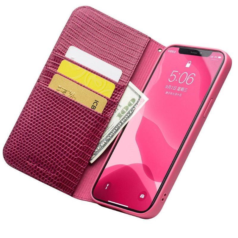 Flip Case Für iPhone 12 Pro Max Echtleder Mit Krokodileffekt