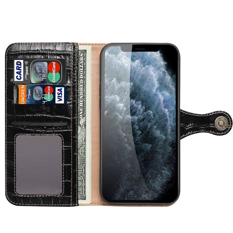 Flip Case Für iPhone 12 Pro Max Leder In Kroko-optik