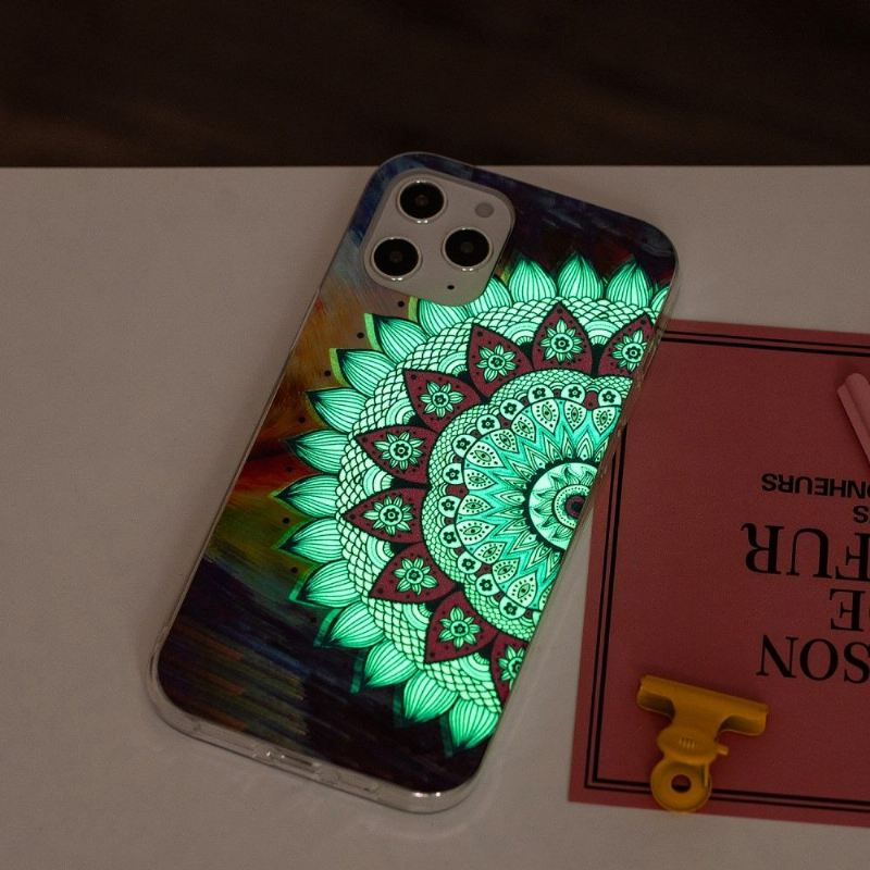 Handyhülle Für iPhone 12 Pro Max Leuchtendes Buntes Mandala