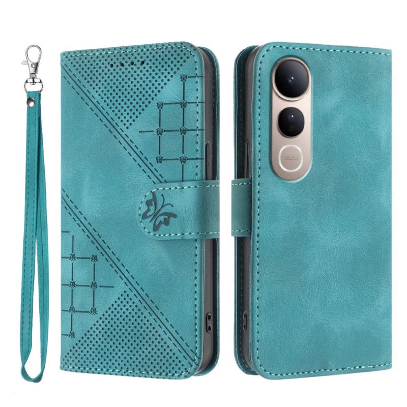 Lederhüllen Vivo V50 Lite 5g Geometrisches Riemendesign