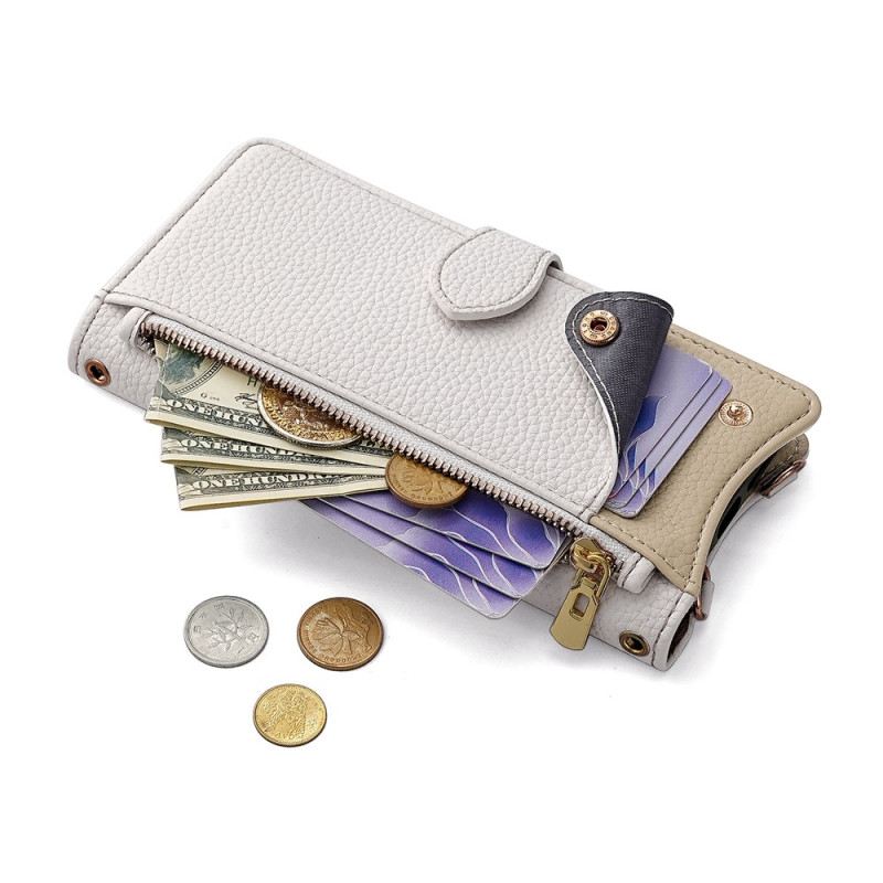 Vivo V50 Lite 5g Schultergeldbörse Mit Spiegel Und Kette