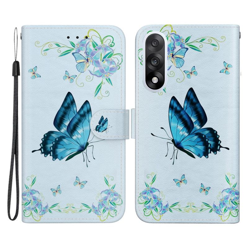Lederhüllen Für Oneplus Nord 5 Blauer Schmetterling Und Blume