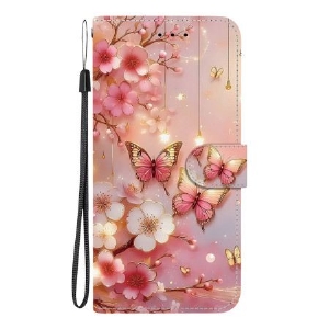 Lederhüllen Für Oneplus Nord 5 Schmetterlinge Und Rosen