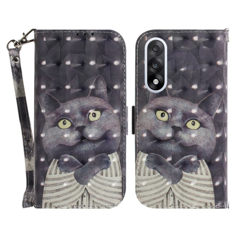 Lederhüllen Oneplus Nord 5 Graue Riemchenkatze