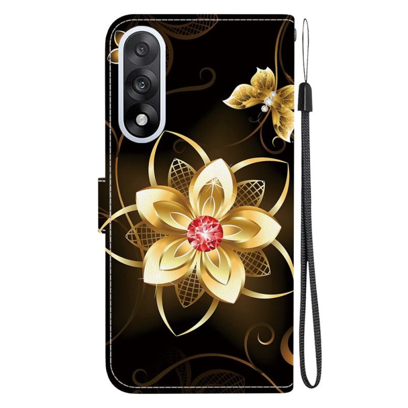 Lederhüllen Oneplus Nord 5 Handyhülle Goldenes Blumenmuster