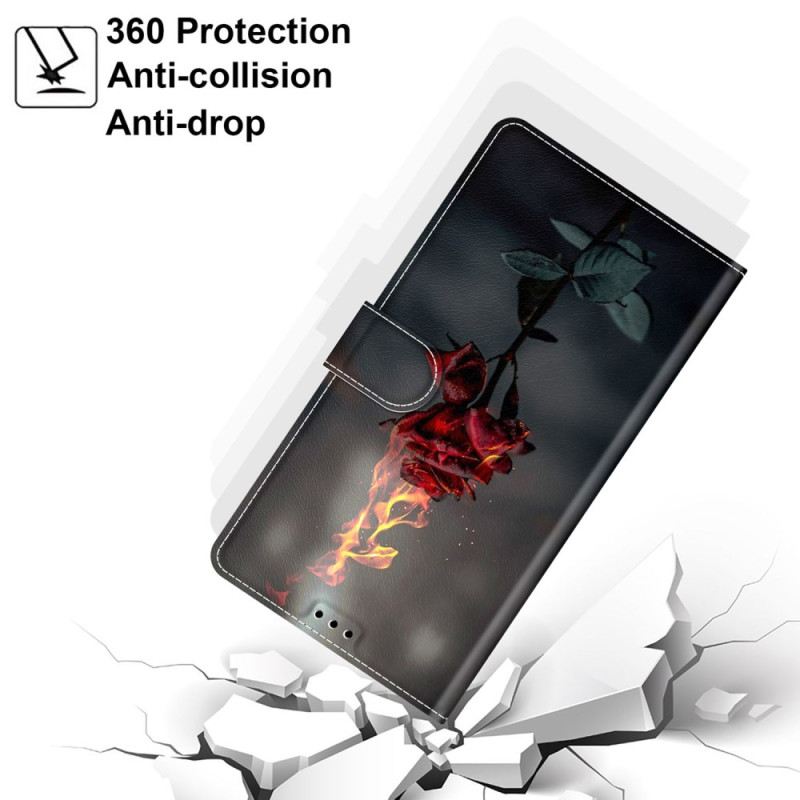 Lederhüllen Für Samsung Galaxy S24 Plus 5g Feuerrosa Mit Riemen