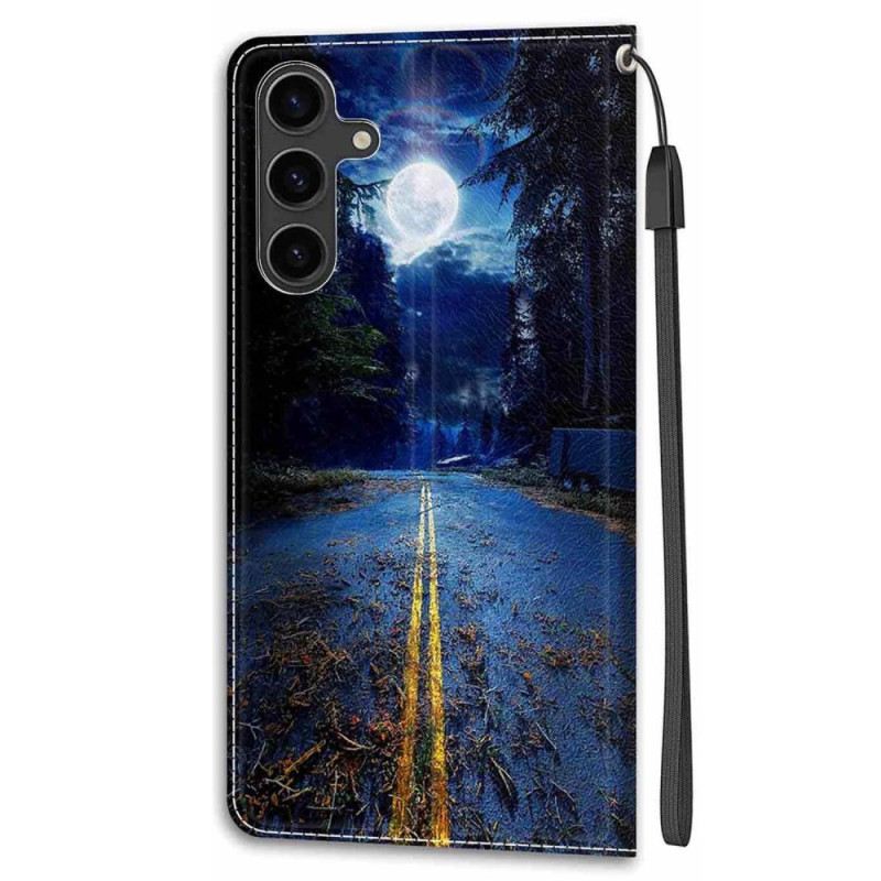Lederhüllen Samsung Galaxy S24 Plus 5g Night Road Und Moon Strap