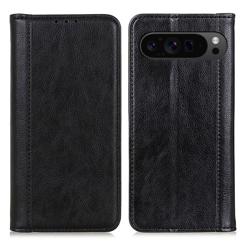Flip Case Für Google Pixel 10 Pro Xl Spaltleder Litschi-textur