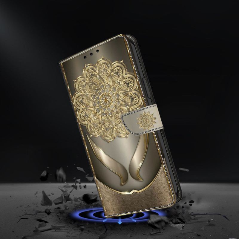Lederhüllen Für Google Pixel 10 Pro Xl Goldenes Blumenmuster