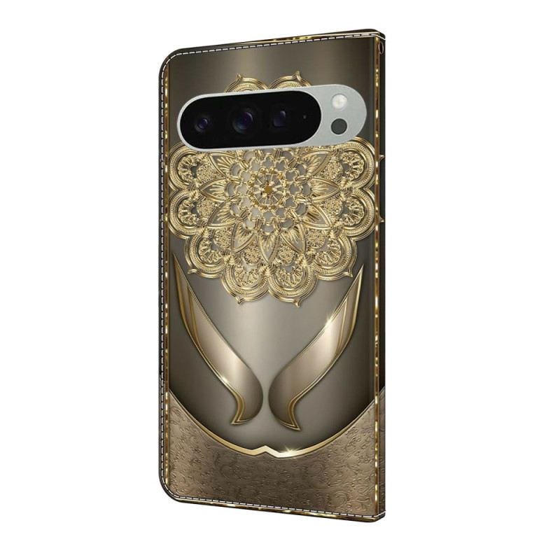 Lederhüllen Für Google Pixel 10 Pro Xl Goldenes Blumenmuster