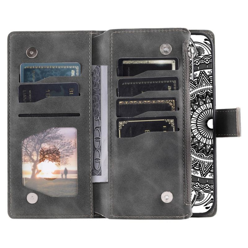 Lederhüllen Für Google Pixel 10 Pro Xl Mandala-geldbörse In Wildlederoptik