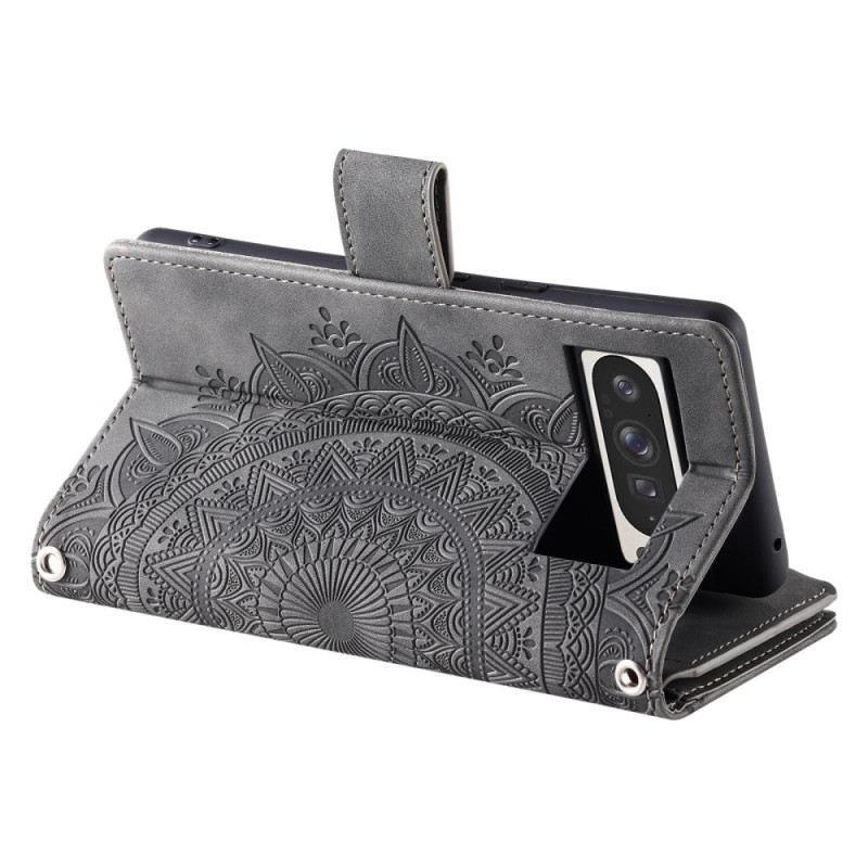 Lederhüllen Für Google Pixel 10 Pro Xl Mandala-geldbörse In Wildlederoptik