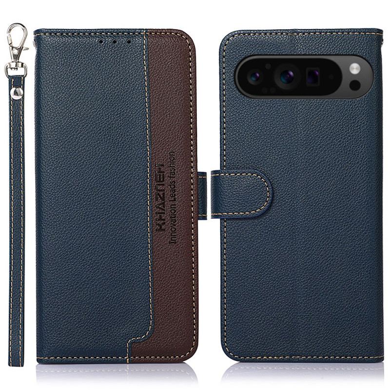 Lederhüllen Für Google Pixel 10 Pro Xl Zweifarbige Rfid-blockierung Khazneh