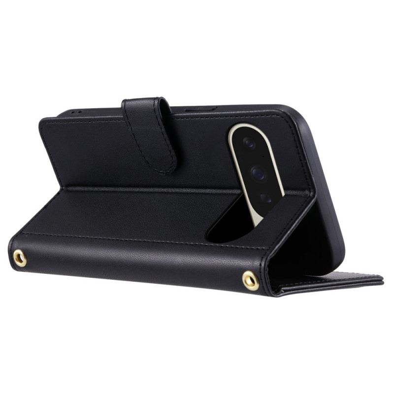 Lederhüllen Google Pixel 10 Pro Xl Handyhülle Gestepptes Design Mit Riemen Und Schultergurt