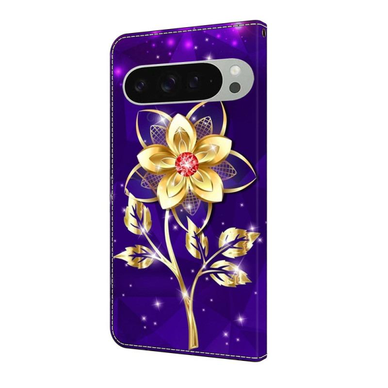 Lederhüllen Google Pixel 10 Pro Xl Handyhülle Gold Blume