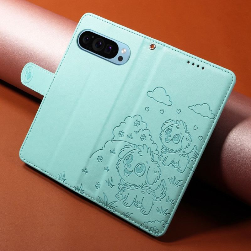 Lederhüllen Google Pixel 10 Pro Xl Handyhülle Rfid-schutz Und Hunde-muster